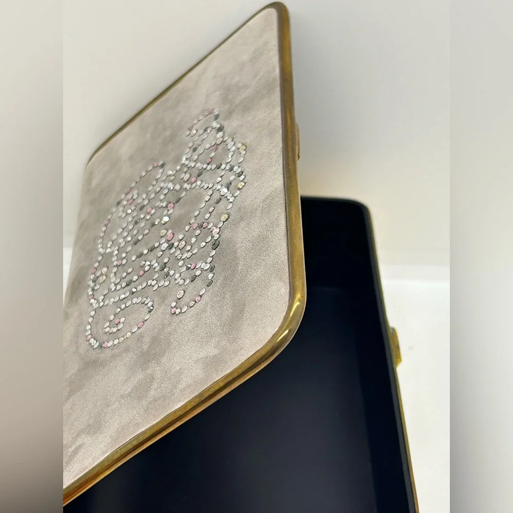 VERY RARE Vintage Ralph Lauren Suede Beaded Brass Jewelry Box
